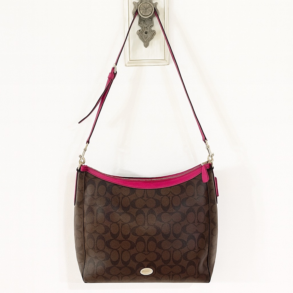 Coach Brown and Pink Large Crossbody Bag 16”x11”